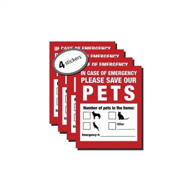 מדבקת אזהרת חילוץ חירום של חיות מחמד